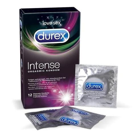 Durex Intense Orgasmic Condoms 12pcs Nubbed And Ripped With Reservoir ⌀ 56mm 195mm