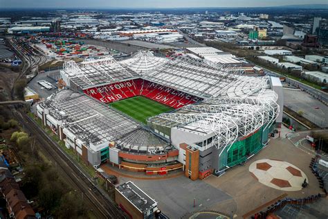 Aerial View Of Old Trafford Stadium Home To Manchester United Fc