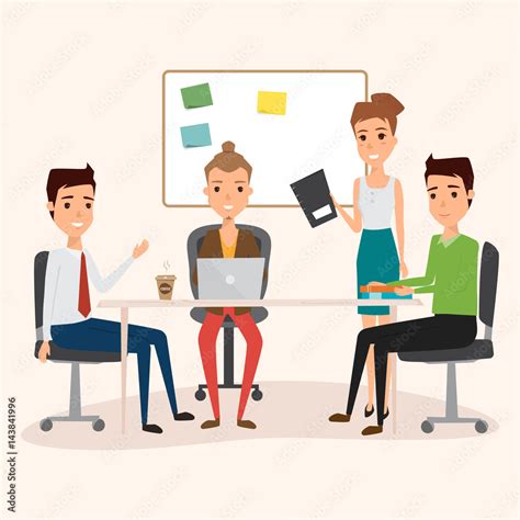 Business Colleague At Office Work Business Teamwork Concept Vector