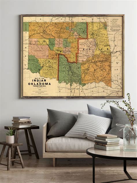 Old Map Of Oklahoma Indian Territory 1892 Vintage Maps And Prints