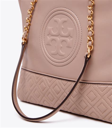 Tory Burch Leather Fleming Tote In Light Taupe Natural Lyst