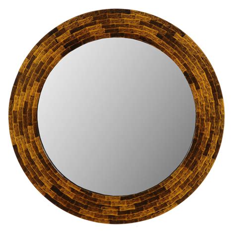 New Large 32 Round Lacquer Wood Wall Mirror Rustic Or Modern Home Or