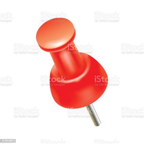 Red Push Pin Icon Realistic Style Stock Illustration Download Image