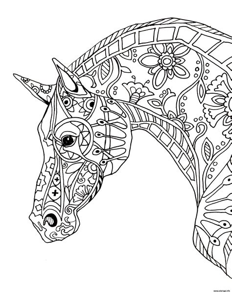 Nos 141 dessins à colorier de mandala seront satisfaires les petits comme les plus grands. Coloriage Cheval Adulte Decorative Horse Profile dessin