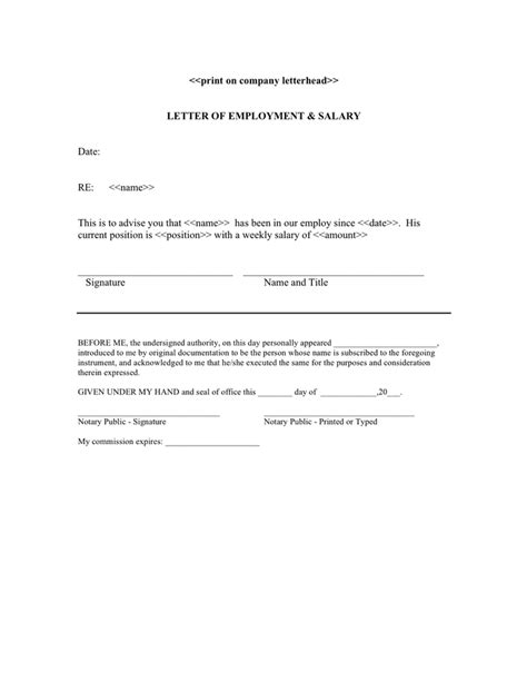 Letter Of Employment In Word And Pdf Formats