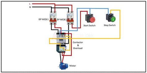Start And Stop Of A Single Phase Motor Wiring Start Stop Push Button