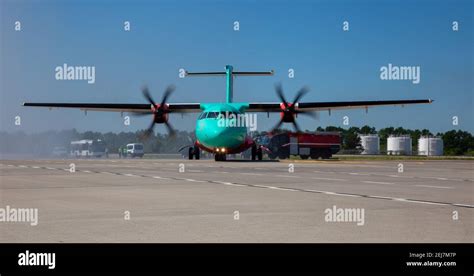 A Plane With Propellers Takes Off At The Airport Runway Propeller