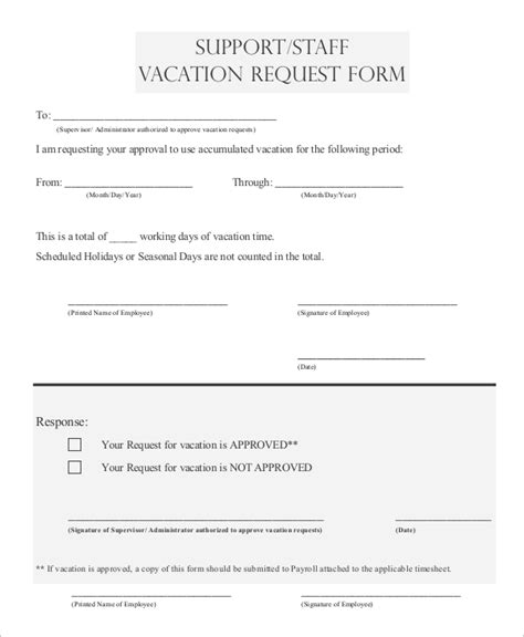 Free 8 Sample Vacation Request Forms In Pdf Ms Word