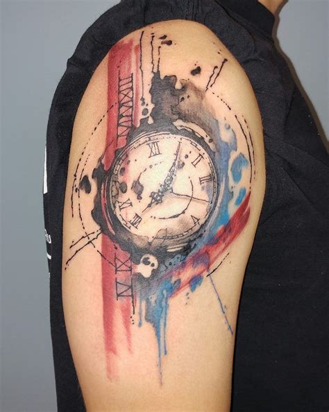 Watercolor Clock Tattoo By Siobhan Alexander Siobhan Alexanders
