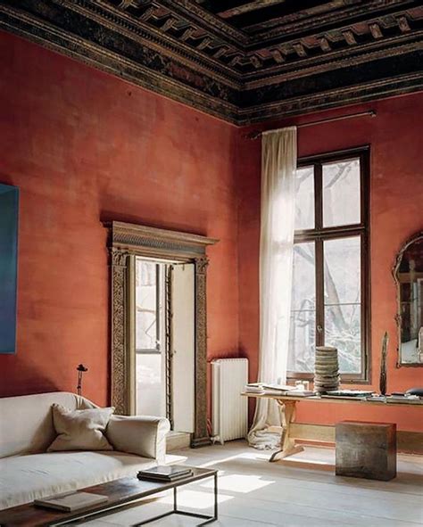 Venetian Plaster Walls In A Rich Terracotta Shade For This Room