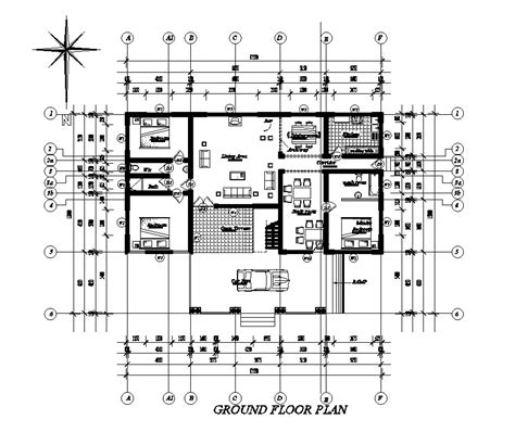 X M House Plan Is Given In This Autocad Drawing File This Is G House Plan One Floor House