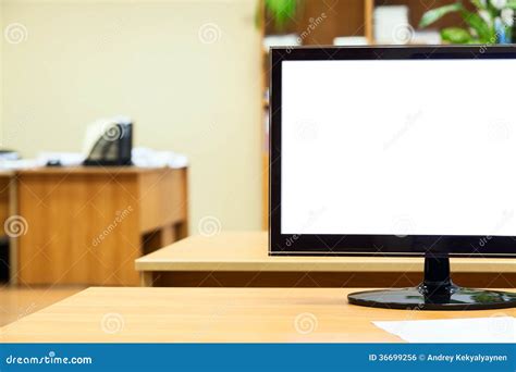 White Clean Screen Of Lsd Monitor With Copyspace Stock Photo Image Of
