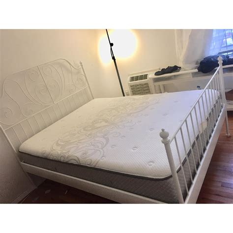 Ikea White Metal Queen Size Bed Aptdeco