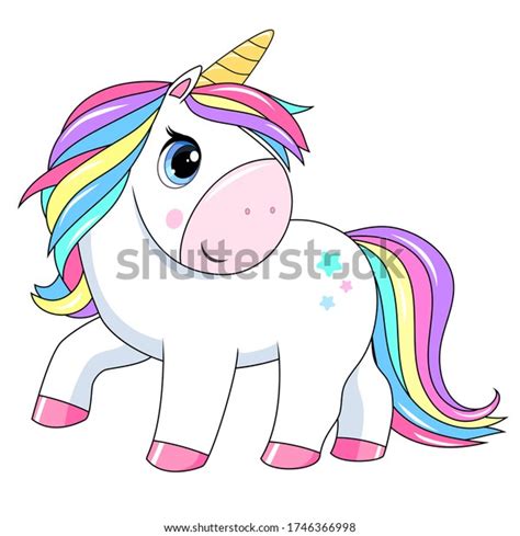 Cute Unicorn Rainbow Hair Vector Cartoon Stock Vector Royalty Free