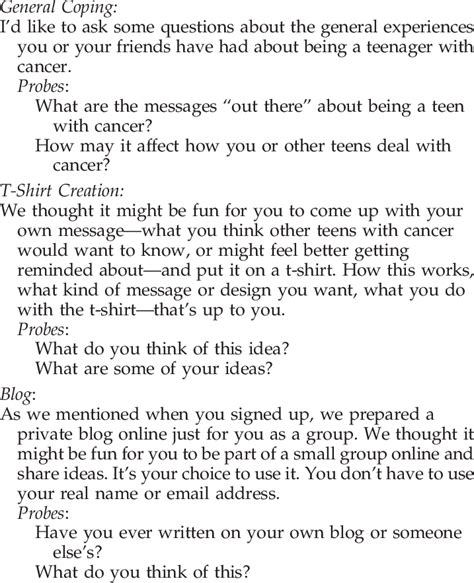 Focus Group Discussion Guide Download Table