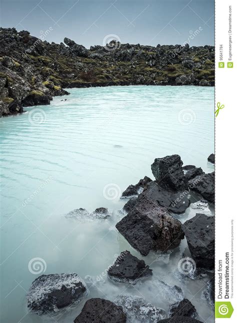 Iceland Blue Lagoon Coastal Landscape With Rocks Stock Photo Image