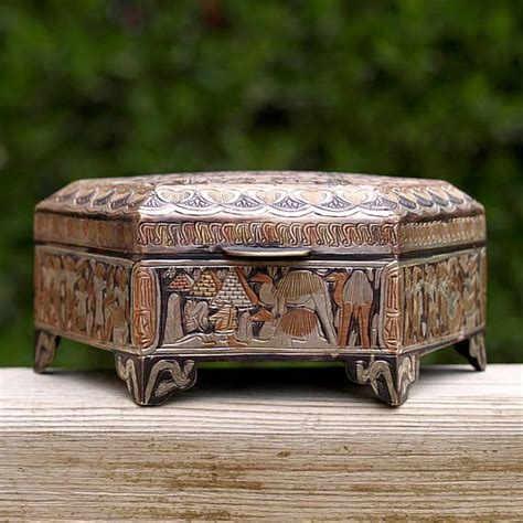 Decorative Copper Box Engraved By Hand Vintage Box Box With Ancient