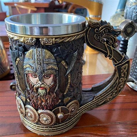 Mugs Viking Warrior Stainless Steel Drakkar Mug Ancient Treasures