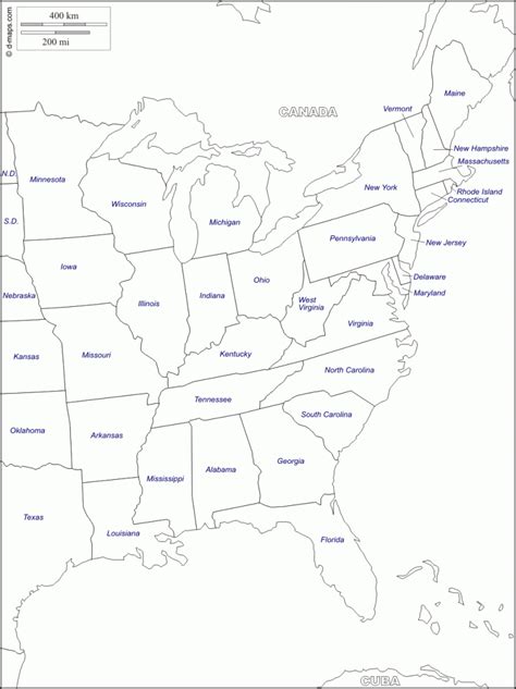 Printable Outline Map Of Eastern United States Printable