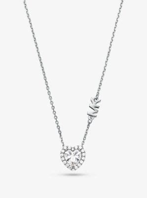 Sterling Silver Pav Heart Necklace Michael Kors