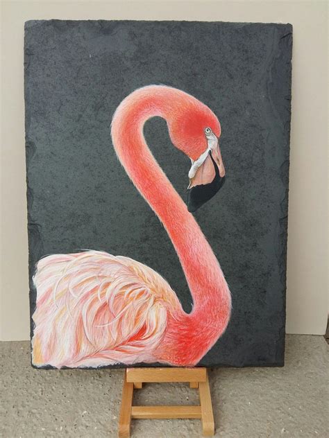 Flamingo Acrylic Painting On Reclaimed Slate Nature Art Painting Birds