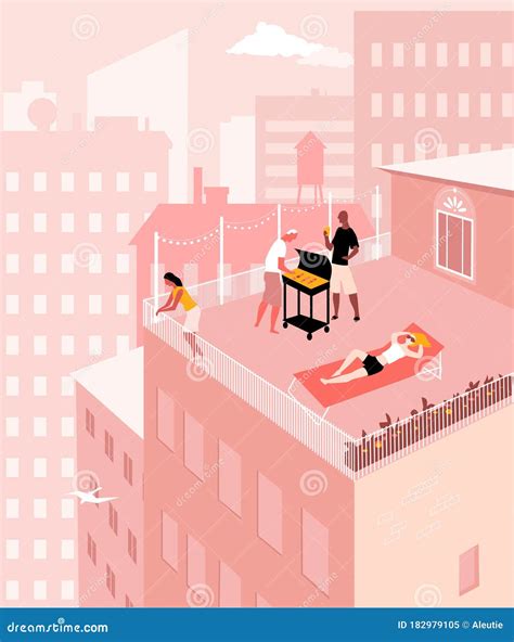 Rooftop Party In The City Stock Vector Illustration Of Staycation