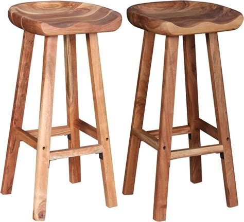 Festnight Wooden Bar Stools Chair For Kitchen Dining Stool Set Of 2