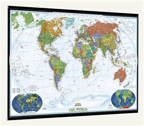 National Geographic Decorator Laminated World Wall Map With Fitted