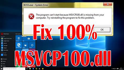 How To Fix Msvcp100dll Missing Error Working 100 Windows