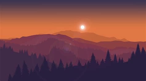 Mountains Firewatch 4k Silhouette Minimal Sunset 4k Hd Wallpaper