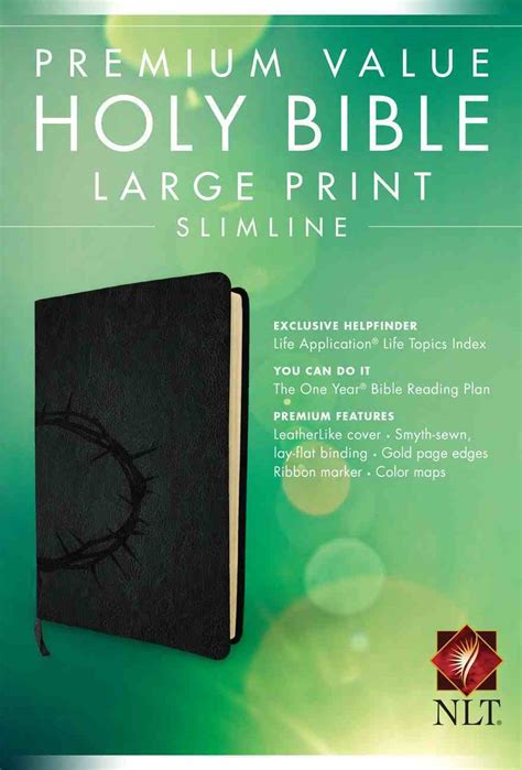 Nlt Premium Value Large Print Slimline Bible Onyx Crown Leatherlike