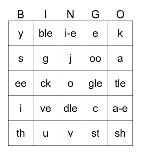 Saxon Phonics Grade 1 Lesson 63 Bingo Card