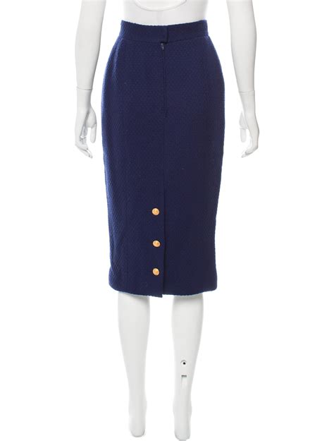 Chanel Wool Pencil Skirt Clothing Cha179441 The Realreal