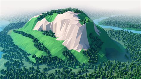 1920x1080 Mountains Trees Forest 3d Minimalism Laptop Full Hd 1080p Hd
