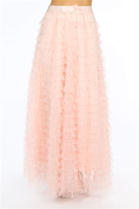 Pink Bridal Maxi Layered Tulle Skirt Dressed In Lucy