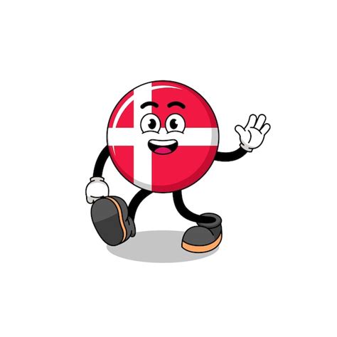 Premium Vector Denmark Flag Cartoon Walking