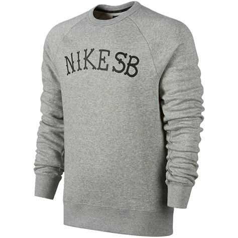 Nike SB Icon Letterman Crew Sweatshirt - Dark Grey Heather/Black