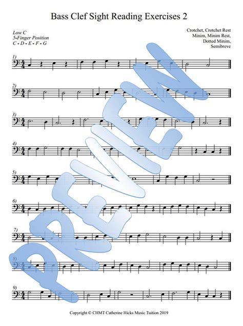 Bass Clef Sight Reading Exercises 3 Made By Teachers