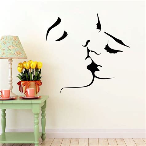 E65 Kissing Lover Wall Stickers Couple Bedroom Living Room Decoration