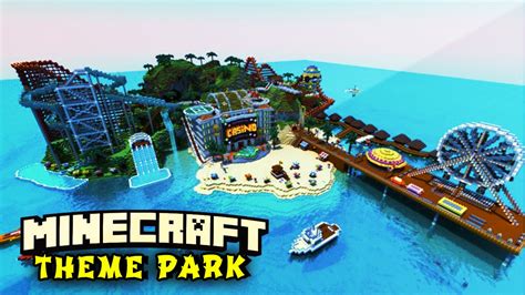 Minecraft Maps Island Theme Park Rollercoasters Waterslides And More