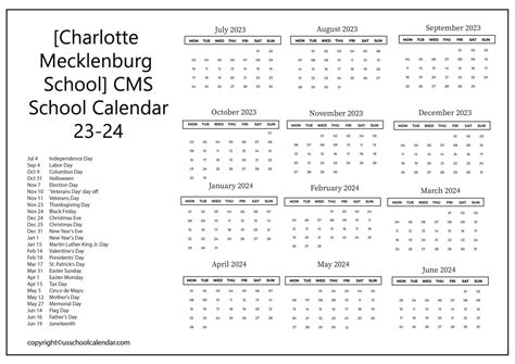 Charlotte Mecklenburg School Cms School Calendar 23 24