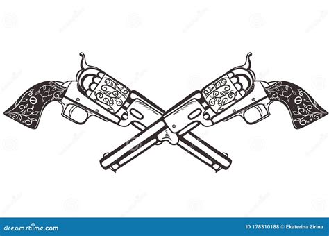 Crossed Six Shooters Clipart