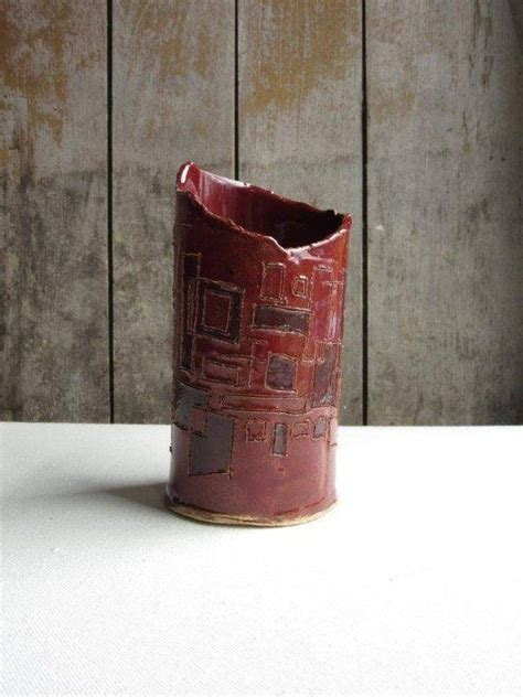 Primitive Ceramic Vase Handmade Primitive Pottery Art Brut Vase