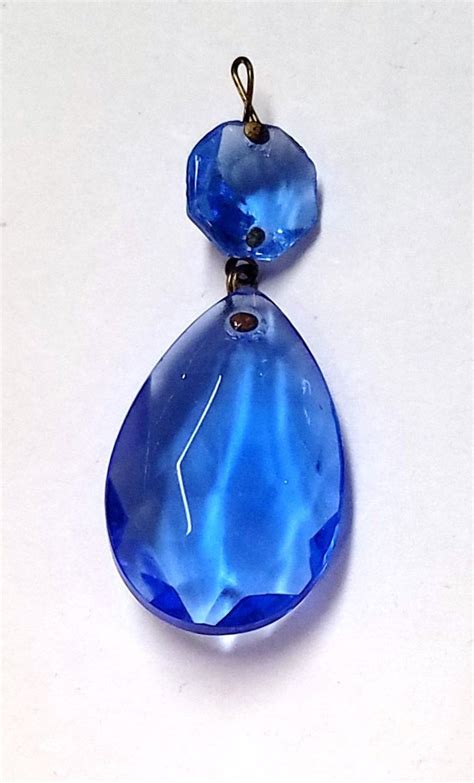 Vintage 1 5 Blue Chandelier Crystal Teardrops 1 Etsy