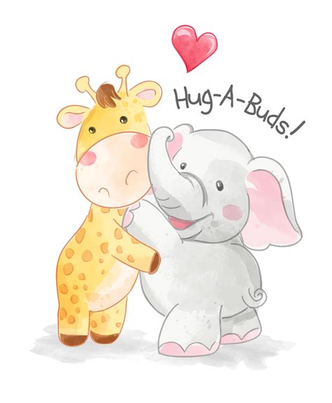 Giraffee And Elephant Hugging Each Other 702407 Vector Art At Vecteezy