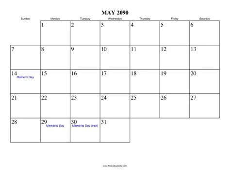 May 2090 Calendar