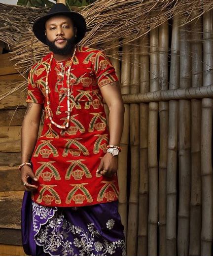 Clipkulture Kcee In Red Igbo Traditional Mens Top With Blue George