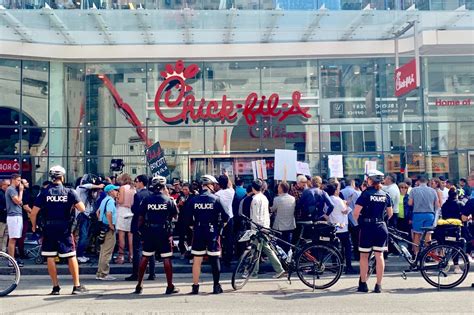 Protestors Storm Chick Fil A Opening In Toronto
