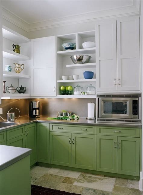 They provide ample storage for small appliances and cookware, and anything else that lime green base cabinets may coordinate well with the retro style you've chosen for your kitchen, but you will likely outgrow this. Stylish Two Tone Kitchen Cabinets for Your Inspiration ...