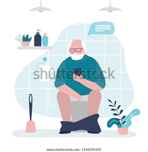 Older Man Pissing Smartphone Grandpa Chatting Stock Vector Royalty Free 2146290109 Shutterstock